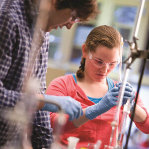 Hartwick College students in chemistry lab