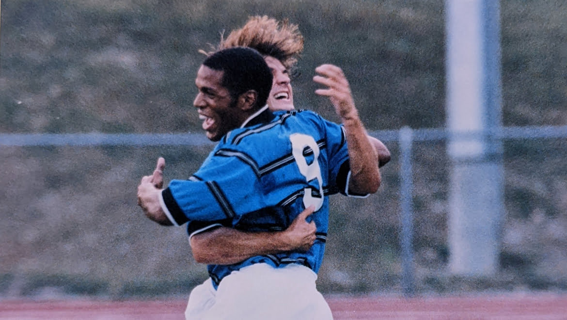 1998 Hartwick College soccer players during a game