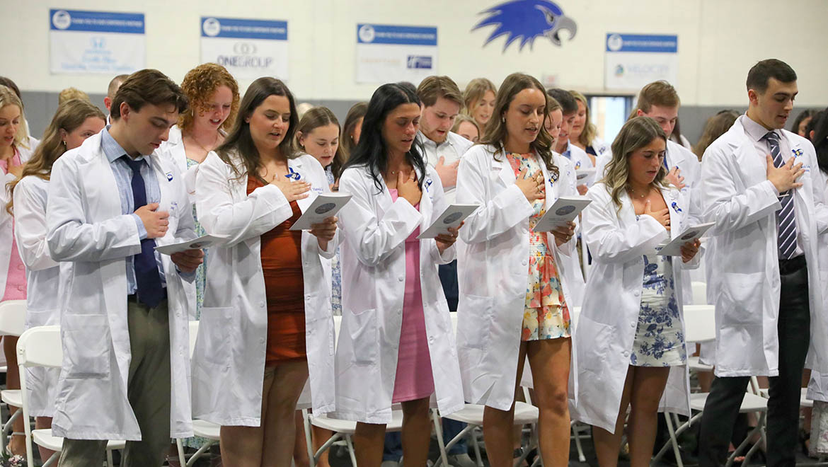 Hartwick College nursing graduates during nurses pinning ceremony