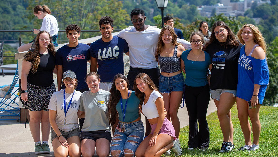 Hartwick College students on Founders' Way