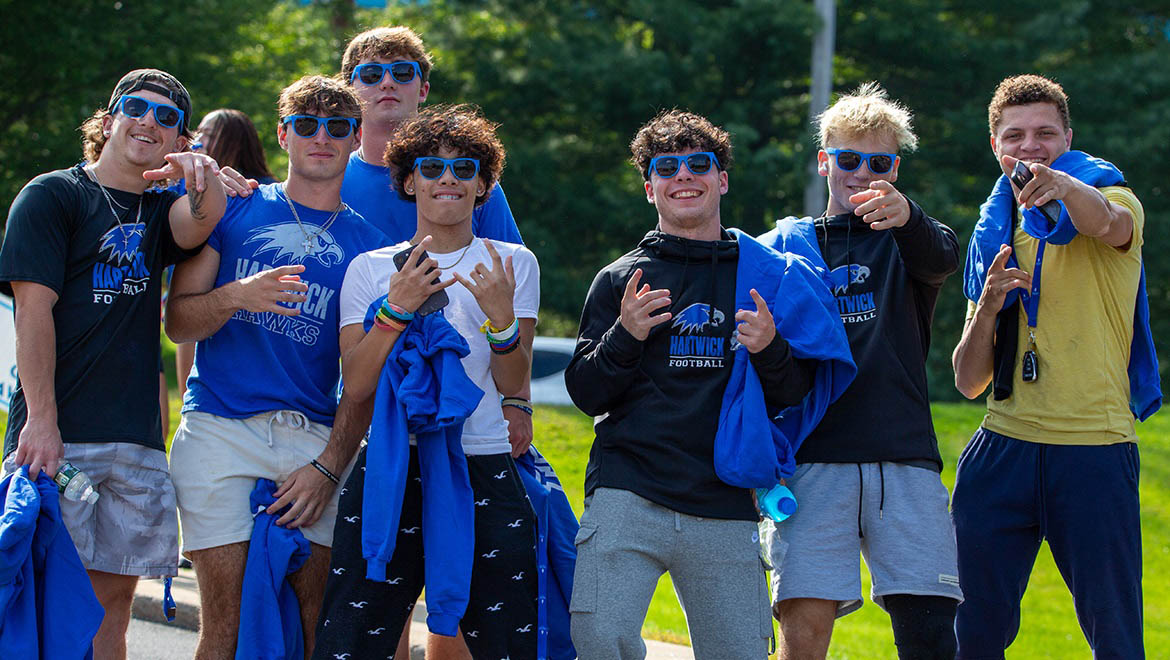 Hartwick College new students before First Walk during Wick Week