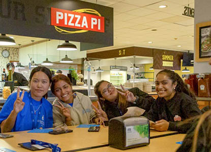 Hartwick College students in The Commons dining hall