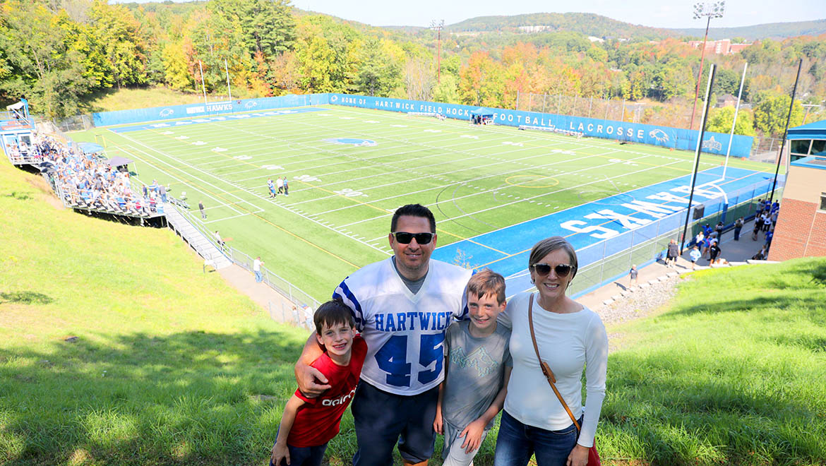 Hartwick College alumni and family at Wright Stadium during True Blue Weekend