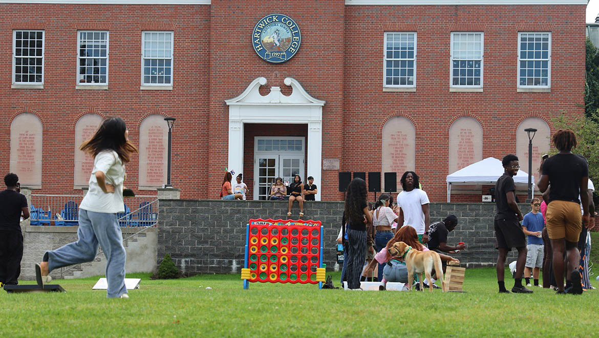 Hartwick College students on Frisbee Field during Block Party