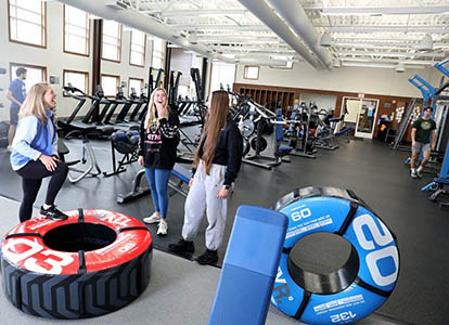 Hartwick College Campbell Fitness Center students, staff and varied equipment