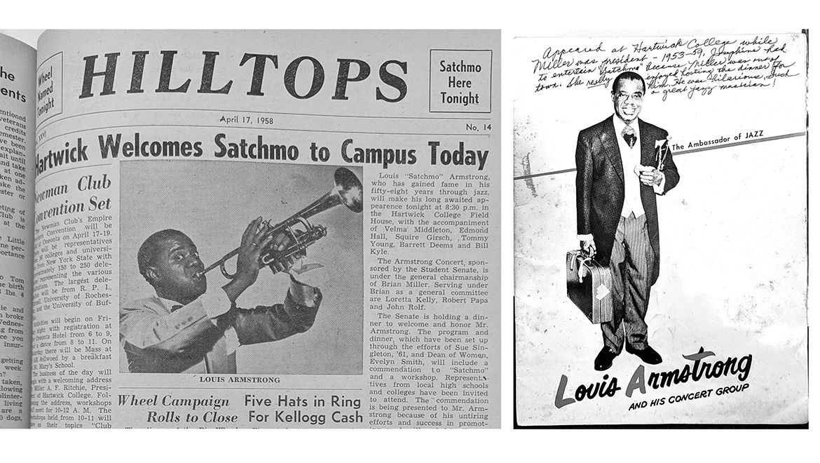 Louis Armstrong Program from Performance at Hartwick College and Hilltops Article